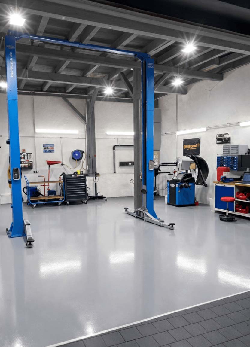 Professionelle Reifenwerkstatt mit modernem Equipment