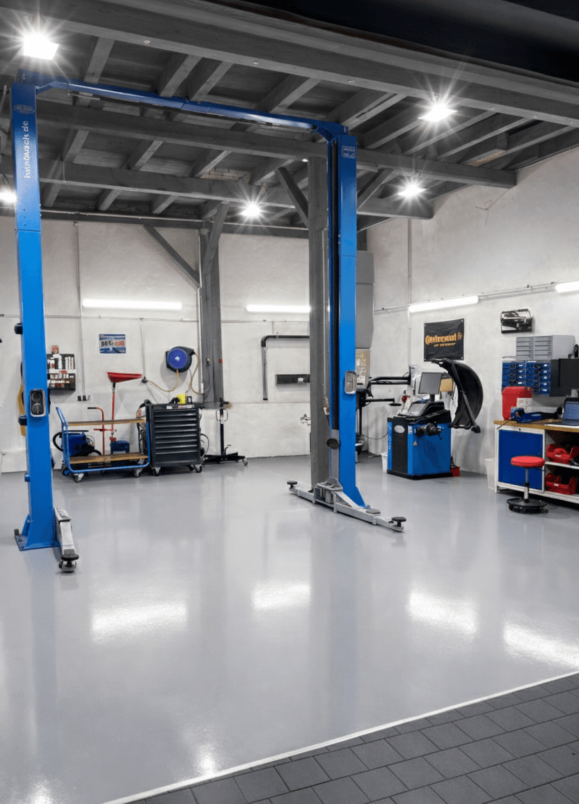 Professionelle Reifenwerkstatt mit modernem Equipment